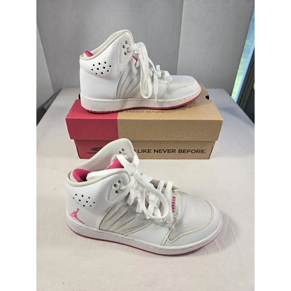 Nike Air Jordan 1 Flight 4 White Pink #23 Sneakers 820183-109 Shoes Sz 4.5y Kids